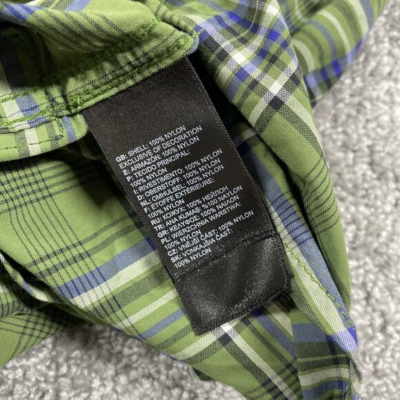 North Face Button Down Shirt Mens Extra Large Nylon Plaid Short Sleeve Green - Picture 5 of 13